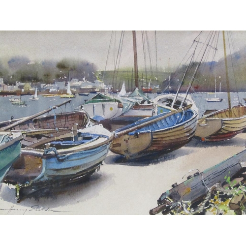 229 - Harry Sheldon - Corner of the Boat Yard, signed watercolour framed and glazed, 17cm x 26cm.