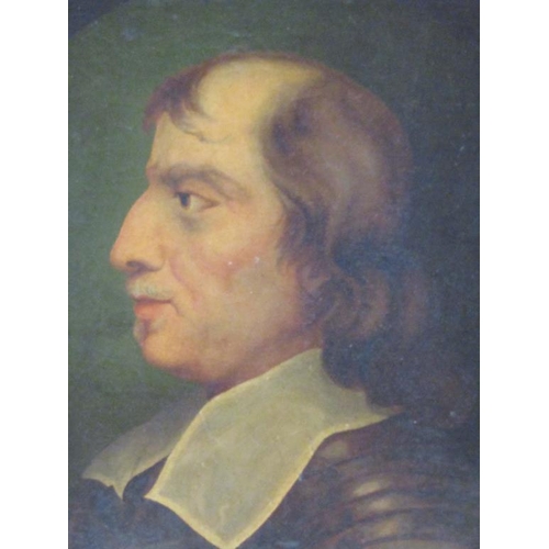 248 - Signed ? - Oliver Cromwell, oil on canvas, framed, 42cm x 34.5cm.