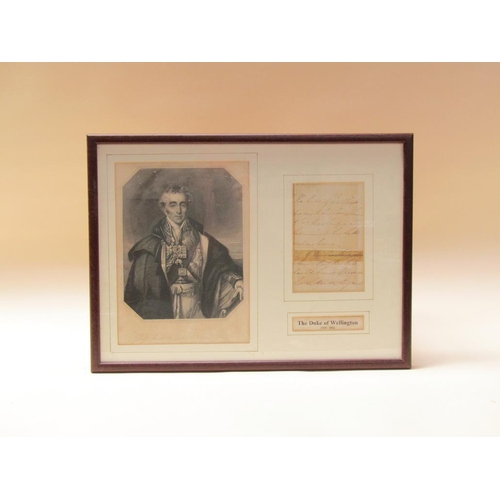 3 - A framed collection relating to the Duke of Wellington comprising a hand written letter to a Mr McKe... 