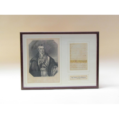 3 - A framed collection relating to the Duke of Wellington comprising a hand written letter to a Mr McKe... 