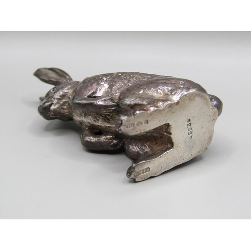 116 - An early 20c silver hare pin cushion, Sterling silver, seated, 7cm h.