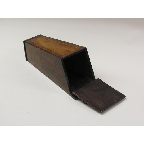 71 - A late Georgian mahogany and burr wood candle box, crossbanded and line inlaid, 15cm w, 48.5cm h.