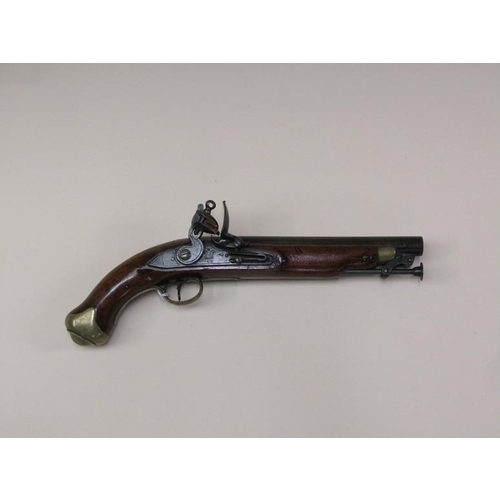 18 - An early 19c flintlock pistol, c.1820, with Tower proofs and stamped with crowned GR and Tower, 9in ... 