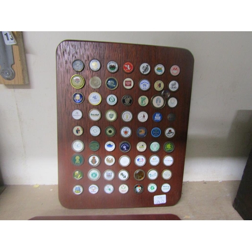 410 - COLLECTION OF GOLF PIN BADGES ON PLAQUES