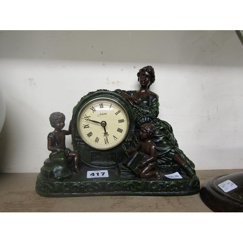 417 - BRONZED FIGURAL MANTEL CLOCK