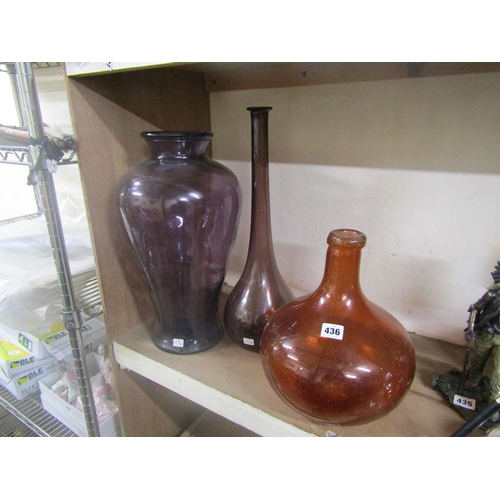 436 - THREE ART GLASS COLOURED VASES