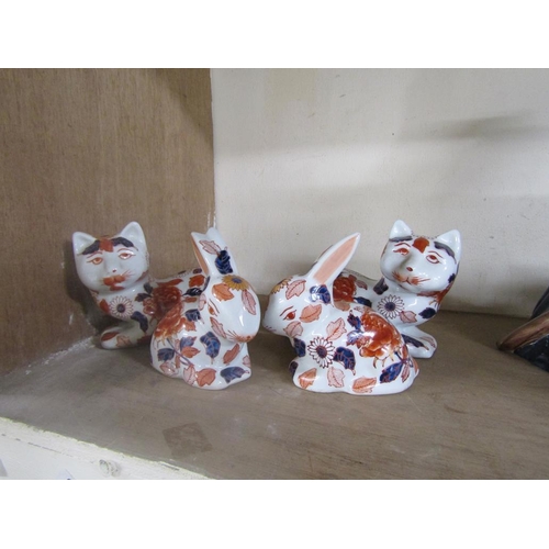 440 - TWO PAIRS OF IMARI ANIMALS - CATS AND RABBITS