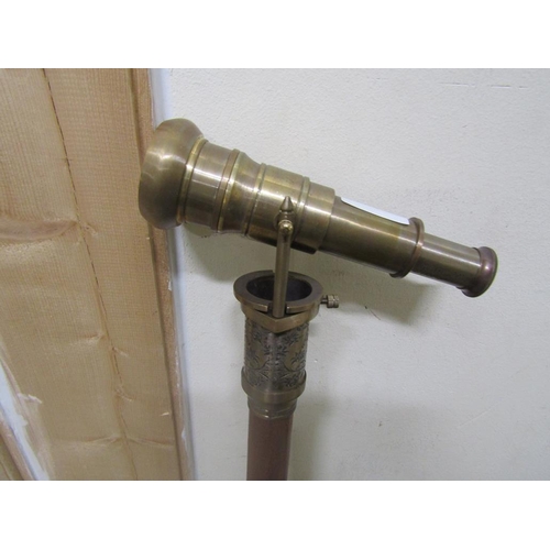 444 - BRASS TELESCOPE COMPASS WALKING STICK