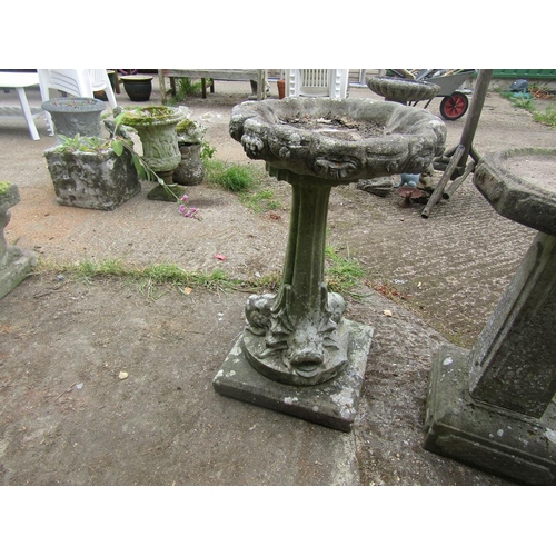 944 - CONCRETE BIRD BATH WITH A DOLPHIN PEDESTAL