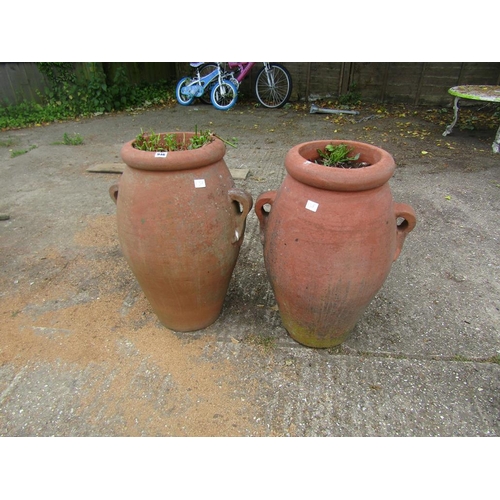 946 - TWO TERRACOTTA URN PLANTERS