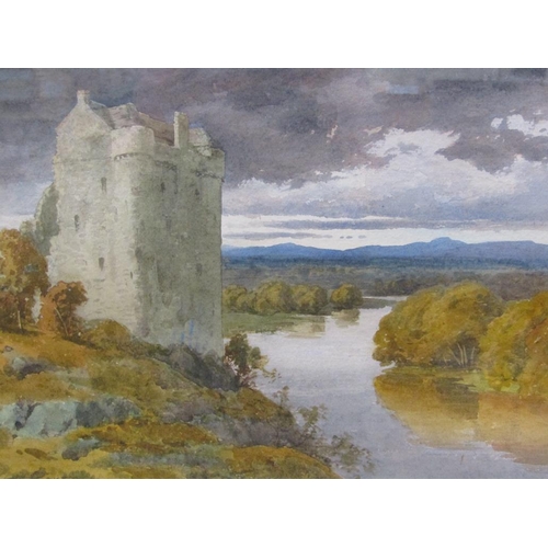 1007 - W J FERGUSON - NEIDEATH CASTLE, NR PEEBLES, SIGNED WATERCOLOUR, F/G, 23.5CM X 33CM