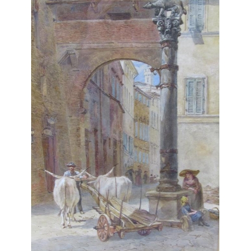 1015 - SAMUEL J HODSON 1888 - BULLOCK CART, SIGNED WATERCOLOUR, F/G, 39CM X 27CM