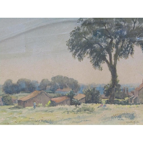 1016 - THREE PICTURES - MARTIN HARDI - TWO WATERCOLOURS LANDSCAPE SUFFOLK & EVENING AT WESTLETON, SUFFOLK A... 