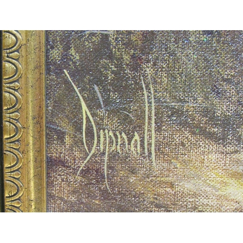 1018 - DIPNALL - CATTLE GRAZING IN A WOODLAND MEADOW, OLEOGRAPH, FRAMED 47CM X 73CM