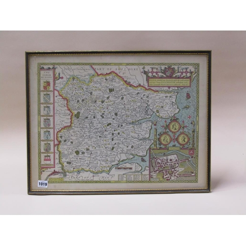 1019 - ANTIQUE COLOURED MAP - PART OF SUFFOLK