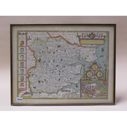 1019 - ANTIQUE COLOURED MAP - PART OF SUFFOLK