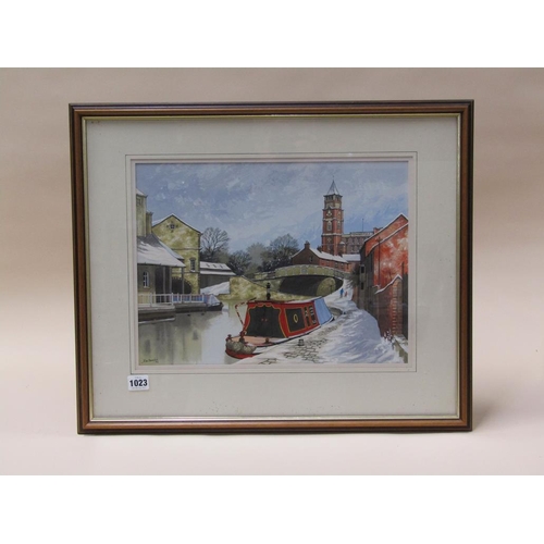 1023 - ALAN BAMFORD 1990 - WIGGAN PIER, SIGNED AND DATED WATERCOLOUR, F/G, 30CM X 40CM