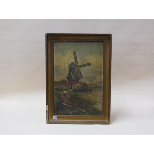 1024 - G K THOMAS 1924 - DUTCH WINDMILL, SIGNED OIL ON CANVAS, FRAMED, 60CM X 40CM