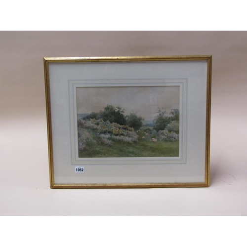 1052 - A ASHDOWN BOX - SHEEP GRAZING ON A COMMON, SIGNED WATERCOLOUR, F.G, 25CM X 34CM