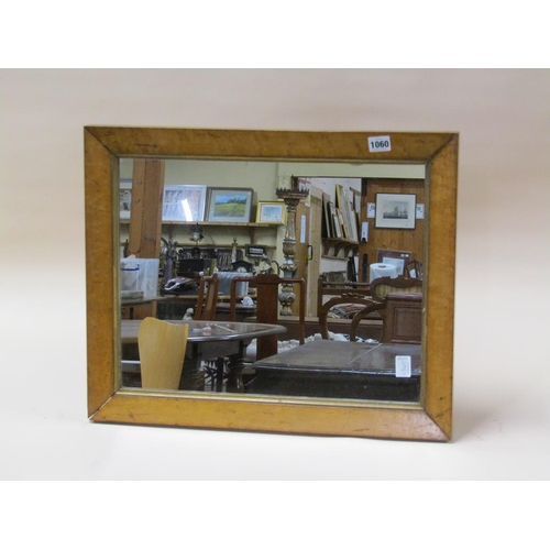 1060 - MAPLE FRAMED WALL MIRROR, 46CM X 56CM`