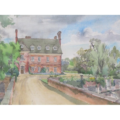 1062 - PETER WAGON 1959 - THE MANOR HOUSE, SIGNED AND DATED, F/G, 40CM X 58CM; OIL ON PANEL - SUFFOLK FARM ... 