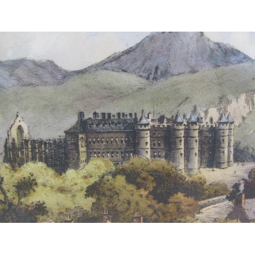 1068 - TWO F/G COLOURED PRINTS - HOLYROOD PALACE & EDINBURGH CASTLE, F/G