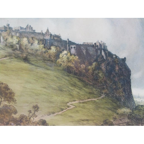 1068 - TWO F/G COLOURED PRINTS - HOLYROOD PALACE & EDINBURGH CASTLE, F/G