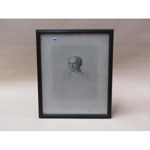 1080 - B&W PRINT OF A GENT, F/G, 36CM X 28CM