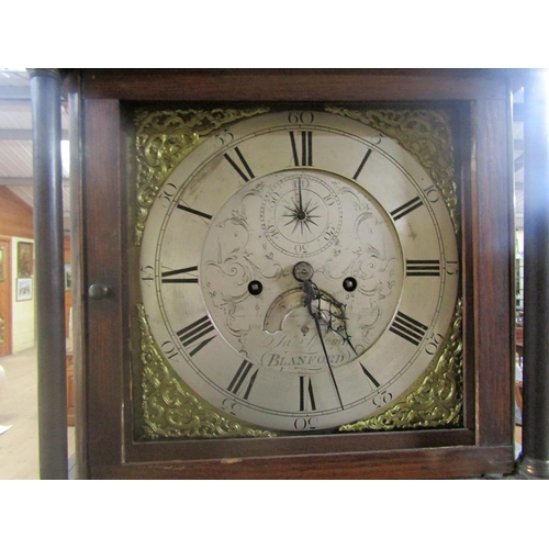 1085 - GEORGIAN OAK LONGCASE CLOCK - 200cms H