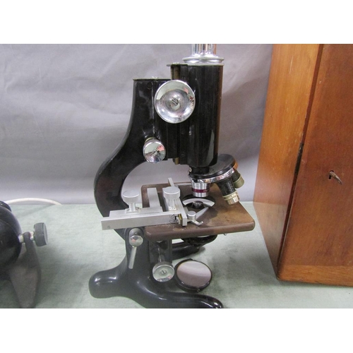 1105 - CASED MICROSCOPE (34cms H) AND ONE OTHER