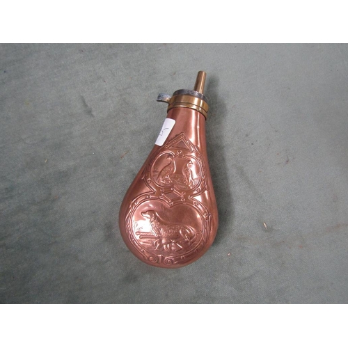 1123 - COPPER POWDER FLASK 16cms L