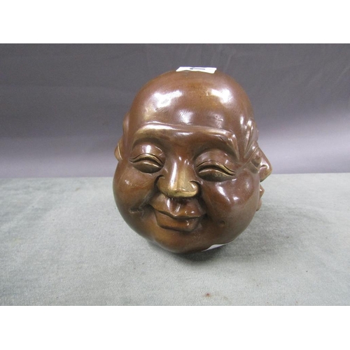 1128 - BRONZED FOUR FACES OF BUDDHA PAPERWEIGHT - 12cms H