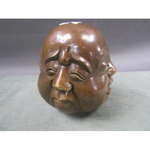 1128 - BRONZED FOUR FACES OF BUDDHA PAPERWEIGHT - 12cms H