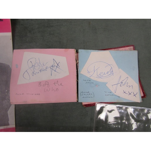 1144 - ROLLING STONES POSTER, SIGNED MUSIC, POP STAR SIGNATURES TO INC. PETE TOWNSEND AND KEITH MOON, AND O... 