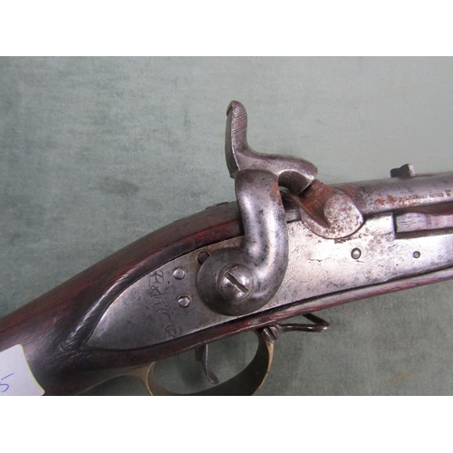 1187 - ANTIQUE FLINTLOCK RIFLE, 140cms L