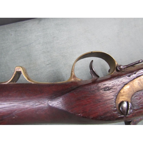 1187 - ANTIQUE FLINTLOCK RIFLE, 140cms L