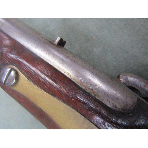 1187 - ANTIQUE FLINTLOCK RIFLE, 140cms L