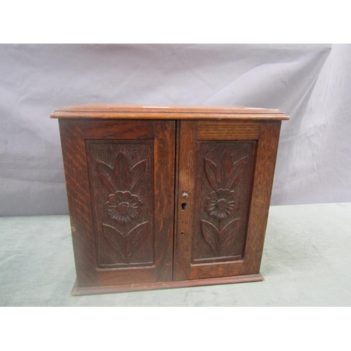 1195 - EARLY 20c OAK SMOKERS CABINET, 26cmS H