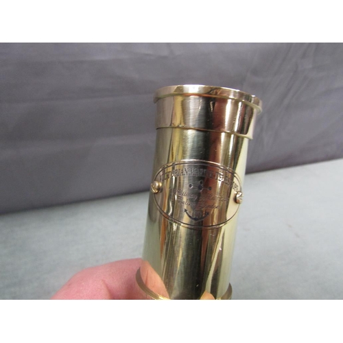 1243 - SMALL BRASS TELESCOPE IN WOODEN CASE, 10.5cms W