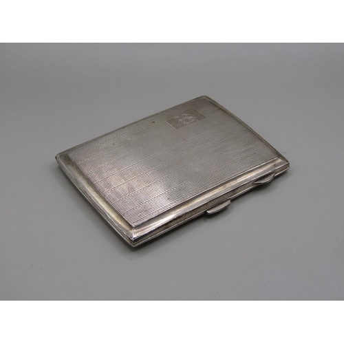 1265 - SILVER CIGARETTE CASE AND A SILVER PLATED FOX HEAD STIRRUP CUP