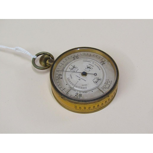 1271 - NEGRETTI AND ZAMBRA LEATHER CASED POCKET WEATHER FORECASTING BAROMETER, PATENT 6276-15