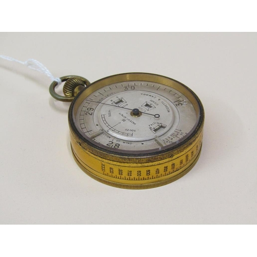 1271 - NEGRETTI AND ZAMBRA LEATHER CASED POCKET WEATHER FORECASTING BAROMETER, PATENT 6276-15