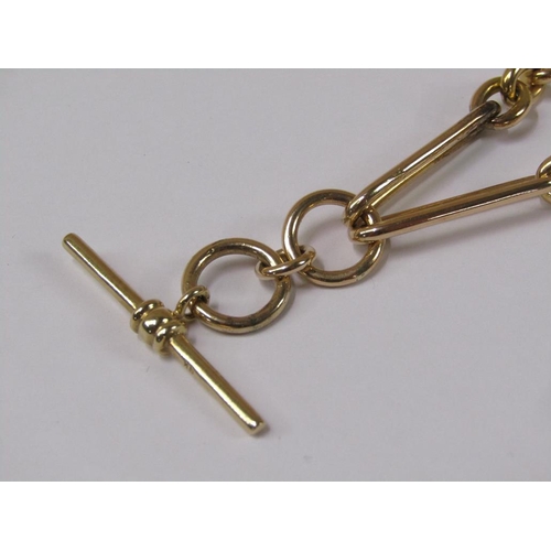 1272 - 15ct GOLD TROMBONE NECKLACE WITH ATTACHED 9ct T BAR AND DOG CLIPS 61.6g OVERALL