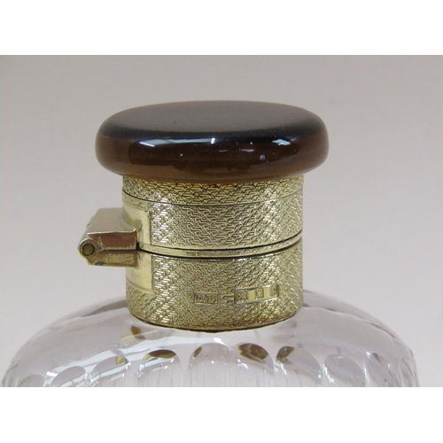 1273 - ASPREY SILVER GILT GLASS BODIED POCKET FLASK