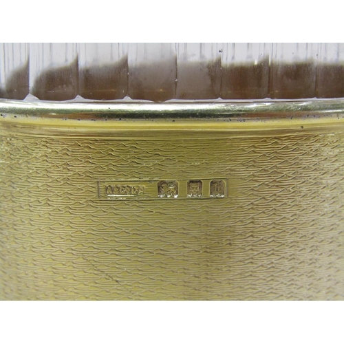 1273 - ASPREY SILVER GILT GLASS BODIED POCKET FLASK