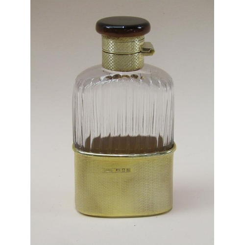 1273 - ASPREY SILVER GILT GLASS BODIED POCKET FLASK