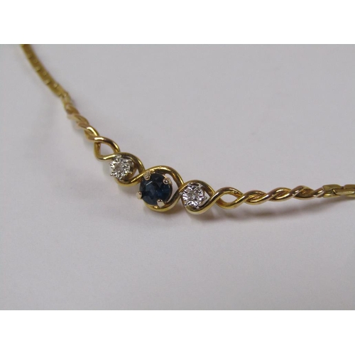 1278 - GOLD DIAMOND SAPPHIRE NECKLACE