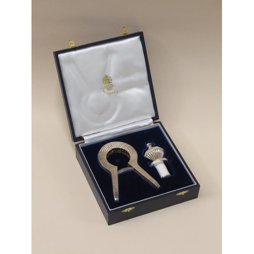 1290 - ASPREY CHAMPAGNE BOTTLE CORK PULLER AND STOPPER