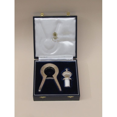 1290 - ASPREY CHAMPAGNE BOTTLE CORK PULLER AND STOPPER