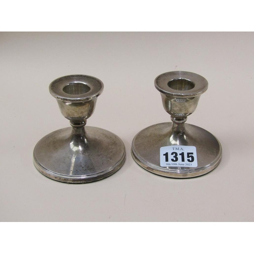 1315 - PAIR OF SQUAT SILVER CANDLESTICKS